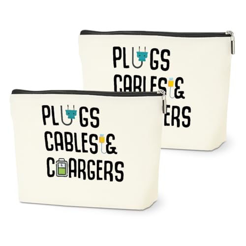 2 PCs Cable Organizer Bag Funny Makeup Bag Charger Bag Plugs Cosmetic Bag - color: Multicolor 0001