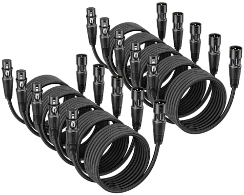 XLR Cable 3ft 10 Packs - Premium Balanced Microphone Cables Mic Cable | With 3-Pin Shielded Nylon Braided XLR Male to Female Mic Speaker Cable for Mixer, Speaker Systems 22AWG - size: 3 Feet-10 Pack