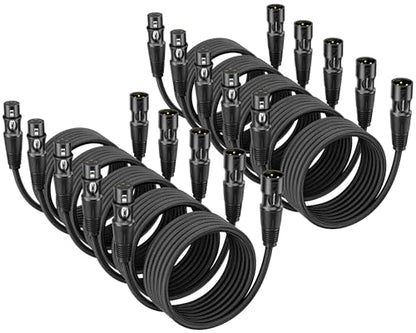 XLR Cable 3ft 10 Packs - Premium Balanced Microphone Cables Mic Cable | With 3-Pin Shielded Nylon Braided XLR Male to Female Mic Speaker Cable for Mixer, Speaker Systems 22AWG - size: 3 Feet-10 Pack