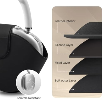 ProCase AirPods Max & AirPods Max 2 Travel Case with Sleep Mode Cover | Shockproof EVA Shell with Soft Lining, Mesh Pocket, Hand Strap & Carabiner for Travel - Black - color: Black, size: Sleep Mode Version