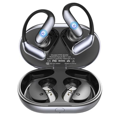Open Ear Earbuds Bluetooth 6.1, Ear Buds Wireless Bluetooth Earbuds AI Real Time Translation Earbuds 90H Playtime Open Ear Headphones with Noise Cancelling Mic Wireless Earbuds for Travel, Business