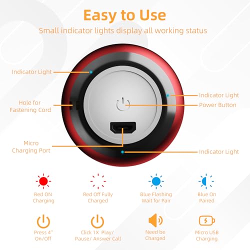 2Pack Portable Mini Speakers, Bluetooth Tiny Speaker,Wireless Micro Speaker for Phone/PC/Tablet, Rechargeable Battery, Built-in Microphone, Cute Mini Speakers with Strap to Carry, Red - color: Red