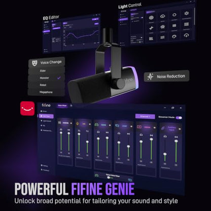 FIFINE AmpliGame AM8PROT Gaming Microphone Kit, XLR/USB Dynamic PC Mic - color: Black