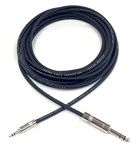 Custom Cable Connection 150 Foot Pro Audio 1/4 inch (6.35mm) TRS to 1/8 inch (3.5mm) TRS Balanced Cable - size: 150 Foot