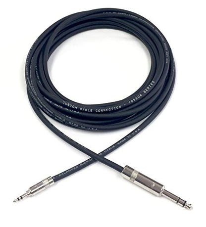 Custom Cable Connection 150 Foot Pro Audio 1/4 inch (6.35mm) TRS to 1/8 inch (3.5mm) TRS Balanced Cable - size: 150 Foot