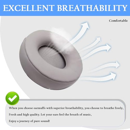 Adhiper Solo Pro Replacement Earpads for Beats Solo Pro Headphones (Grey) | Protein Leather Ear Pads,Noise Isolation Memory Foam Ear Cushion ,Durable ,Anti-Sweat,Soft and Comfortable - color: GRAY