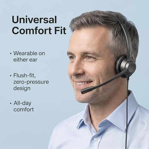 X1 Single Ear Office Headset with USB-C/A & 3.5mm - Noise Cancelling Mic, Inline Volume & Mute Control - Wired Call Center Headset for PC Laptop Phone Zoom Teams