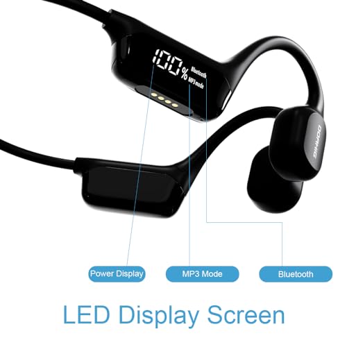 Swimming Headphones Bone Conduction Open Ear Headset MP3 Player Built-in 32G Memory IP68 Underwater Waterproof Stereo Bluetooth Earphone LED Screen for Driving Bicycling Running Skiing-S10 Red - color: Swim Headphone S10 Red