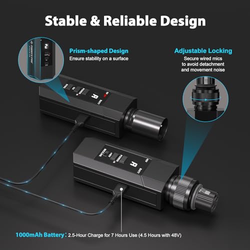 Phenyx Pro Auto Scan Plug-on XLR Wireless Transmitter Receiver System PTU-X | 16 UHF Frequencies, Wired-to-Wireless Setup,Dynamic & Condenser Mics, musicians, pastors, presenters in live stage, church
