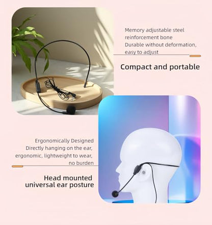 2-Pack Headset Microphone for Voice Amplifier, Teachers, Presenters - Lightweight, Adjustable Boom Mic, 3.5mm/2-Pin Compatible, Comfortable Over-Ear Design, Clear Audio for Teachers, Coaching