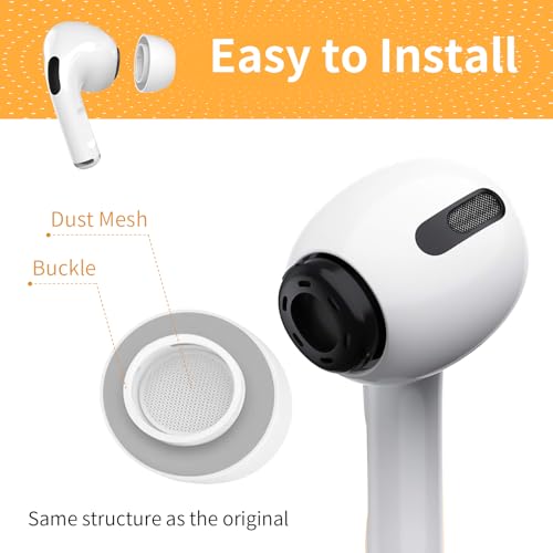 Memory Foam Ear Tips for AirPods Pro and AirPods Pro 2 Silicone Shield 3 Pairs Replacement Tips (Grey, Large)