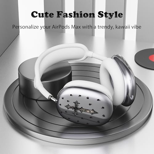 for AirPods Max Headphones Cross Rose Ear Covers for AirPods Max 2 | Cool Clear Ear Cups Cover | White Silicone Ear Pad Case Headband Cover for Apple AirPods Max 2/1 (2026/2024/2020) - color: Cross C/White