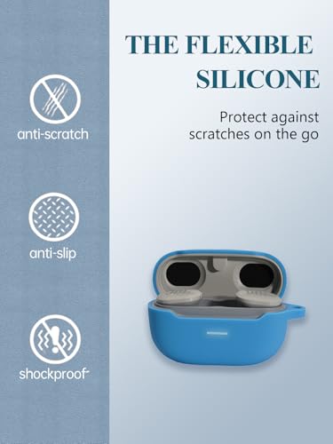 Case for JBL Endurance Race TWS True Wireless Sports Earbuds, WUNIAK Soft Silicone Protective Portable Scratch Shock Resistant Shell with Cleaner Kit & Carabiner & Lanyard，Blue - color: BLUE