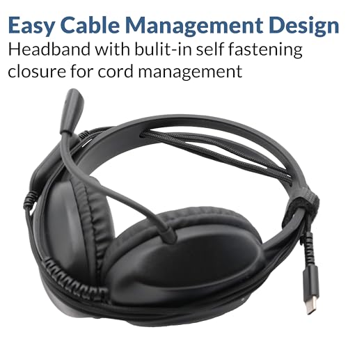 Cyber Acoustics AC-4014 USB-C Headset for PC, Mac, Tablets and Phones | Made with 60 Percent Recycled Plastic, Durable, Crisp, and Clear Communication, in K-12 Classrooms or Home - size: 1 Unit - USBC