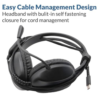 Cyber Acoustics AC-4014 USB-C Headset for PC, Mac, Tablets and Phones | Made with 60 Percent Recycled Plastic, Durable, Crisp, and Clear Communication, in K-12 Classrooms or Home - size: 1 Unit - USBC