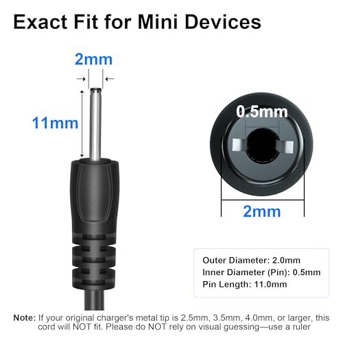 PChero USB to DC 2.0mm Charger Charging Cable for Mini S530 Smallest Invisible Wireless Bluetooth Earbuds Earphones Headphones Headset and Bluetooth Shower Speaker | for Mini S530 Smallest Invisible Wireless Bluetooth Earbuds Earphones Headphones Headset