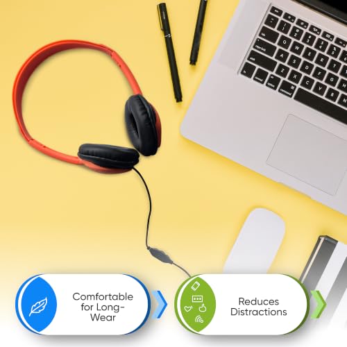 1 Pack Wired On-Ear Leather Headphones with 3.5mm Connector and Remote Control for Volume, Black