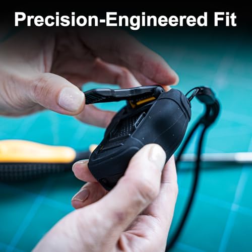 CYBERGUYS Silicone Case for DEWALT Wearable Bluetooth Speaker, Durable | Shock-Proof Non-Slip Protective Cover for DEWALT Mini Speaker w/Lanyard, Small Lightweight and Easy-to-Install Sleeve - color: Black