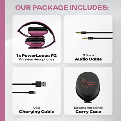 PowerLocus Bluetooth Over-Ear Headphones, Wireless Stereo Foldable Headphones Wireless and Wired Headsets with Built-in Mic, Micro SD/TF, FM for iPhone/Samsung/iPad/PC (Purple) - color: Purple