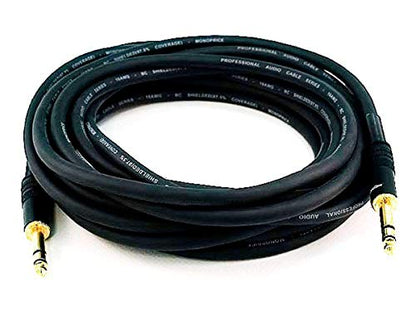 Monoprice 1/4-Inch TRS Male to Male Cable - 25 Feet - Black, 16AWG, Gold Plated - Premier Series - size: 25ft