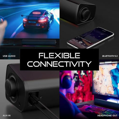 Creative Sound Blaster GS3 Compact RGB Gaming Soundbar, Superwide, Black | RGB Gaming Soundbar, Bluetooth, USB-C, Under Monitor, PC, Console, Compact Design, Black - color: Black