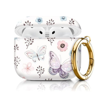 Compatible with AirPods 4th Generation Case 2024, Shockproof Cover with Golden Buckle for Women & Girls, Protective Anti-Drop Design(Cute Boho Butterfly) - color: Cute Boho Butterfly