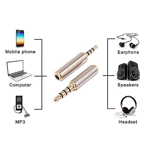 2.5mm to 3.5mm Male Female Aux Adapter 4pc Combo Pack Stereo Audio TRRS 4-Pole Headset Converter Connector for Smartphones, Headphone, Mic, Tablets - style: 4pc Combo Pack