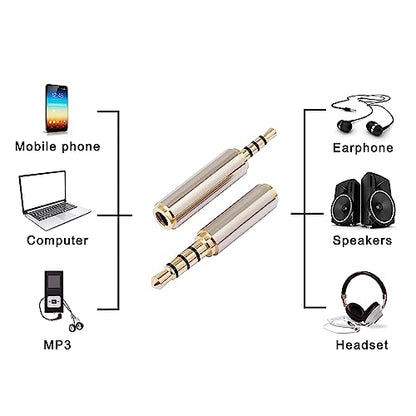 2.5mm to 3.5mm Male Female Aux Adapter 4pc Combo Pack Stereo Audio TRRS 4-Pole Headset Converter Connector for Smartphones, Headphone, Mic, Tablets - style: 4pc Combo Pack