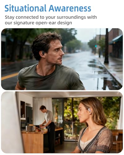 Open-Ear Earbuds,True Wireless Bluetooth Headphones with Microphone | Ultra-Lightweight Earphones, Comfort Hook Design, Clear Calls,IPX5 Water Resistant,Fast Charging,Black,V49