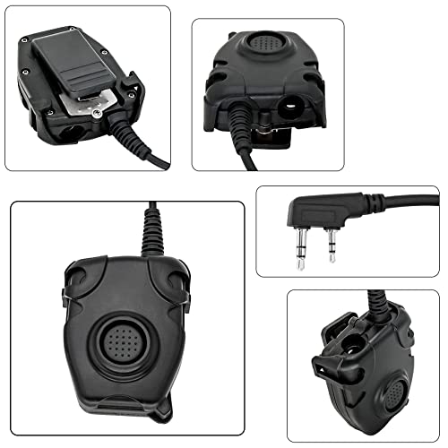Tactical U94 PTT 2Pin, Push to Talk for UV-5R Series | Civilian Connector for COMTA Headset,Clothing Clip Design,Lightweight Cable - style: PL