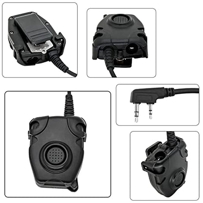 Tactical U94 PTT 2Pin, Push to Talk for UV-5R Series | Civilian Connector for COMTA Headset,Clothing Clip Design,Lightweight Cable - style: PL