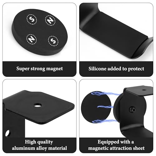 GEEKRIA Magnetic Headphone Holder, Aluminum Headset Hook for Desk, Headphone Hanger with Non-Slip Rubber Pad, Strong Magnetic Mount for Bose, Sony, Sennheiser, HyperX (Black) - style: Modern