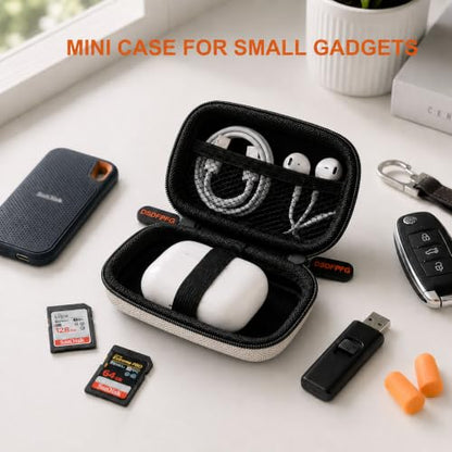 Silver Mini Hard Earbud Case, Small Portable Rectangle Carrying Case Pouch | Small Hard Case for Apple Airpods, Earpods, Samsung Galaxy Buds, Earbuds, Earplugs, In Ear Monitor, USB Cable, Flash Drive - color: Silver