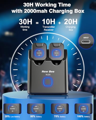 Wireless Guitar System 5.8GHz Charging Box 30H Work for Guitar Bass | 6 Channels,Wireless Guitar Transmitter Receiver for 6.35mm & 3.5mm Jacks & Active Pickup Instruments