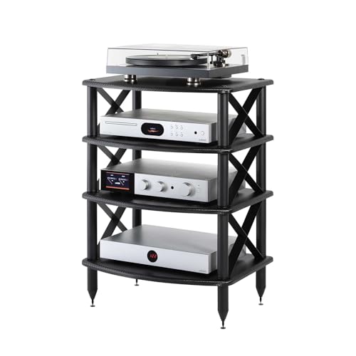 Pangea Audio Vulcan X Four Shelf Audio Rack Media Stand, and Components Cabinet Carbon Fiber Vinyl - color: Carbon Fiber Vinyl