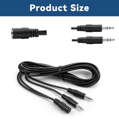 3.5mm Headset Splitter Stereo Female to 2-Male Y-Splitter Audio Cable 2m, 3.5mm Cable, 1/8" Headphone Jack Splitter for Speaker, Pc, Laptop, Aluminum Connector