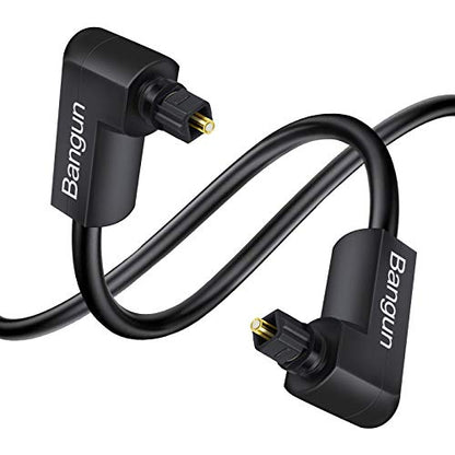 Double 90 Degree Angled Optical Audio Cable, Slim Digital Audio Optical Cable, SPDIF Cable, Rotates 360° Right Angle Fiber Optic Toslink Cord for Sound Bar, TV, PS4, Xbox, Home Theater, 3ft - size: 3ft, style: Two Right Angle Plug