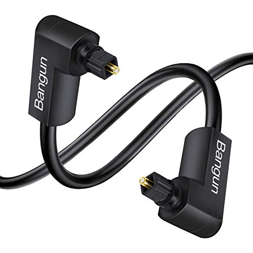 Double 90 Degree Angled Optical Audio Cable, Slim Digital Audio Optical Cable, SPDIF Cable, Rotates 360° Right Angle Fiber Optic Toslink Cord for Sound Bar, TV, PS4, Xbox, Home Theater, 3ft - size: 3ft, style: Two Right Angle Plug