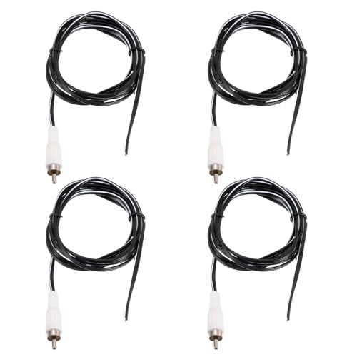 MECCANIXITY 4pcs 5ft RCA Audio Subwoofer Cable, 1 RCA Male Plug to Bare Wire Open End Audio Video Speaker Cable for Amplifier Home Theater, White