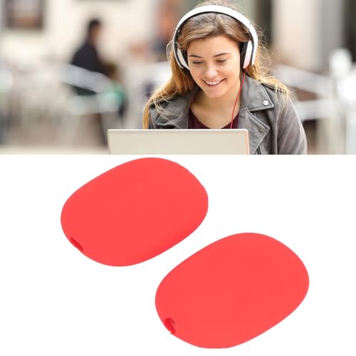 Headphone Protective Cover Kit for iOS Over Ear Headset, Silicone Headband Pad Beam Cushion Earpad Ear Cup Covers Set, Replacement Protector with Precise Openings, Washable (Red) - color: Red