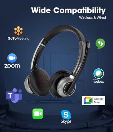 Wireless Headset with Microphone, 2025 New V5.3 Headset with USB Dongle, Computer Headphones QCC3034 CVC8.0 Noise Cancelling Technology & 30H Worktime, Mute Button for Home Office Skype