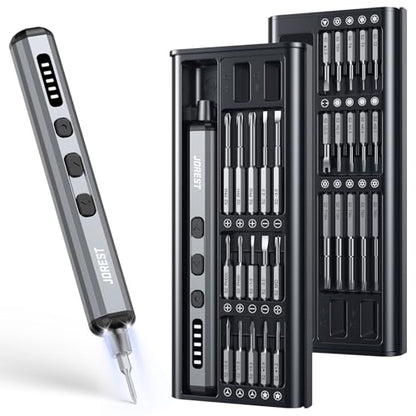 JOREST Mini Electric Screwdriver, Small Cordless Precision Screwdriver set with 38 Magnetic Bits, 5 Torque Settings, Repair Tool for iPhones, Laptop, Drone, Game Console, Camera; Gift for Father - style: 38-in-1 electric