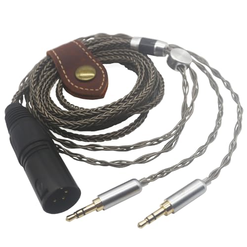 Youkamoo 4 Pin XLR Balanced 8 Core Braided Silver Plated Audio Replacement Cable Compatible with Hifiman HE4XX, HE-400i Headphones (2 x 3.5mm Version)