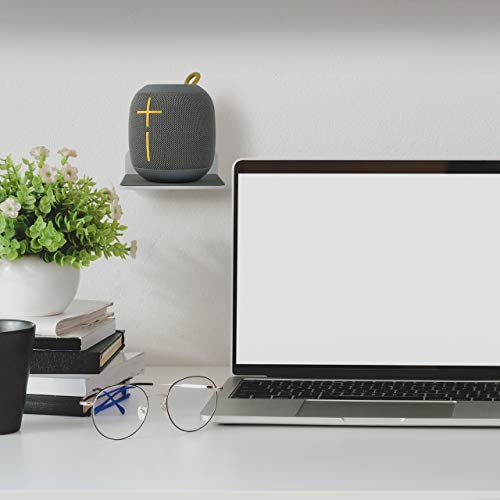 Wall Shelf Speaker Mount, Small Wall Shelf for Speaker, Webcam, Cell Phones, Acrylic Floating Shelf (White) - color: White
