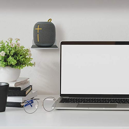 Wall Shelf Speaker Mount, Small Wall Shelf for Speaker, Webcam, Cell Phones, Acrylic Floating Shelf (White) - color: White