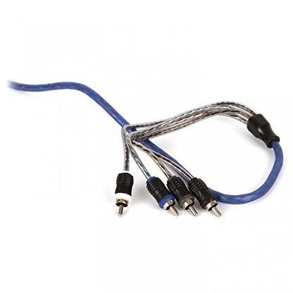 NVX® XIV46 19.69 ft (6 Meter) Oxygen Free Copper 4-Channel Twisted Pair V-Series Car Audio RCA Audio Interconnect Cable with Shielded Noise Reduction and Split-tip Silver-Plated Ends | Oxygen Free Copper Twisted Pair V-Series with Shielded Noise Reduction