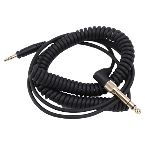 Replacement Spring Sound Cable for EAHDJ1200 Headphones, Coiled Extension Cord 140-330cm with 3.5mm Plug and 6.35mm Adapter for Studios and DJ Booths