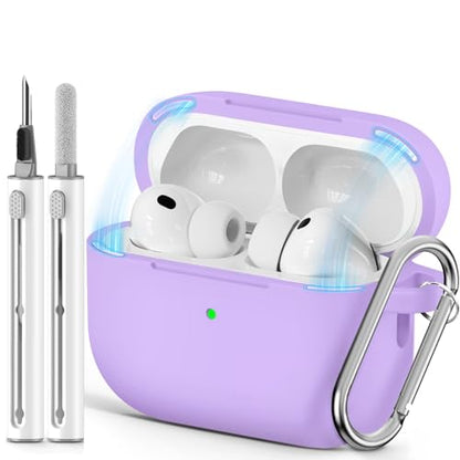 Ljusmicker for AirPods Pro 3 Case 2025 with Magnetic Lock,Purple | Soft Silicone Protective Cover for Apple AirPod Pro 3rd Generation Case with Cleaner Kit & Keychain for Women Men,Shockproof - color: A1-Purple