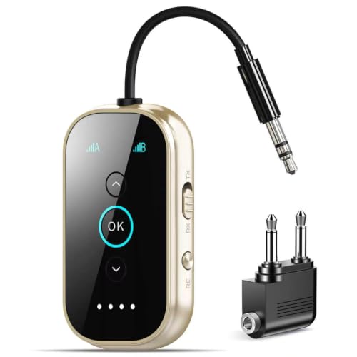 Bluetooth 6.0 Transmitter Receiver – Airplane/TV/Gym Wireless Audio Adapter