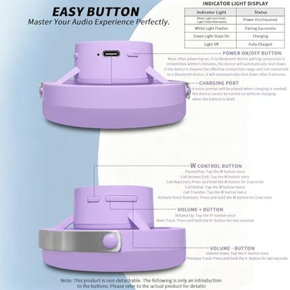 Open-Ear Headphones, 20+ Hour Playtime, Immersive Sound, Wireless Bluetooth Headphones for School, Work, Travel&Daily Use,Purple - color: Purple